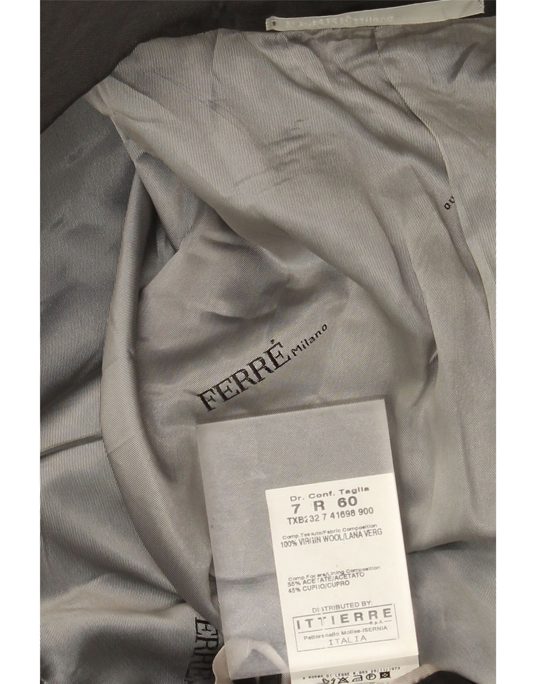 Męska marynarka Ferre Ittierre zapinana na 2 guziki IT 60 5XL Szara wełna
