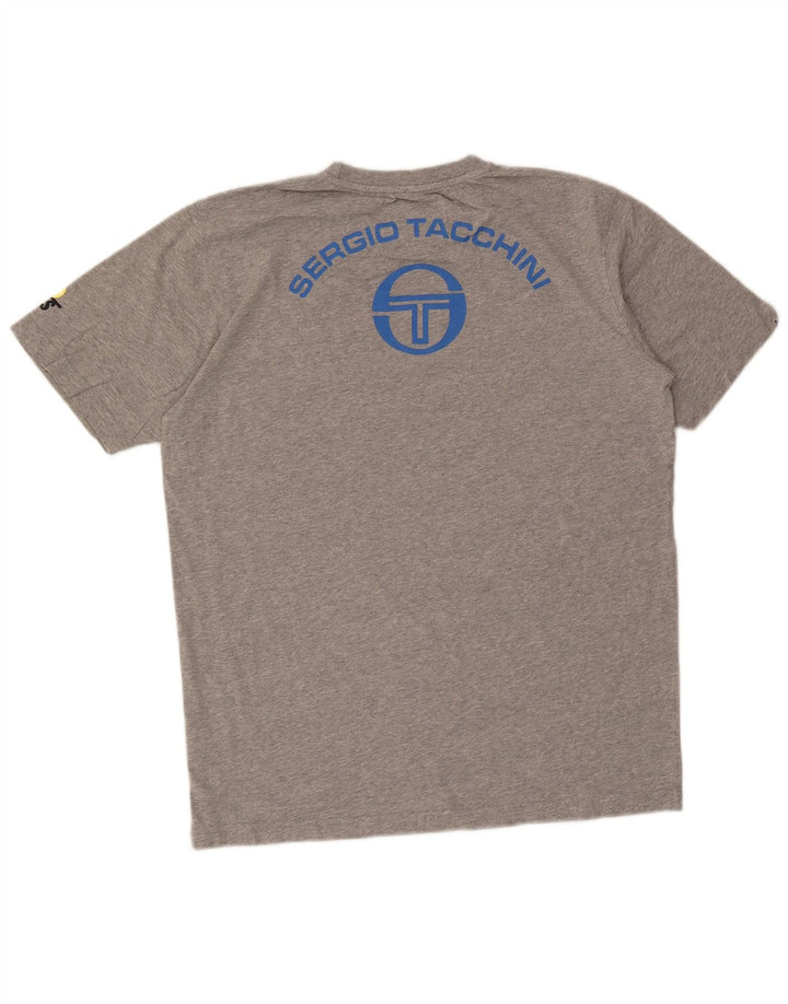 Męski T-shirt z grafiką Sergio Tacchini, duży, szary, bawełniany