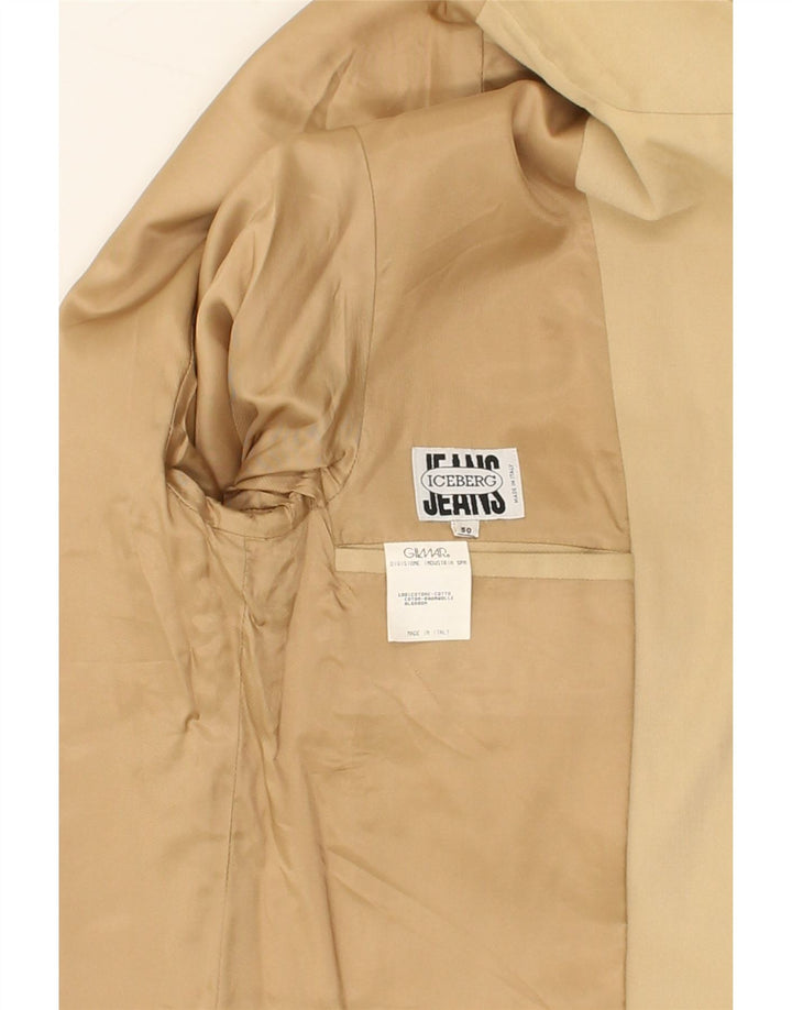 ICEBERG Mens 3 Button Blazer Jacket IT 50 Large Beige Cotton Vintage Iceberg and Second-Hand Iceberg from Messina Hembry 