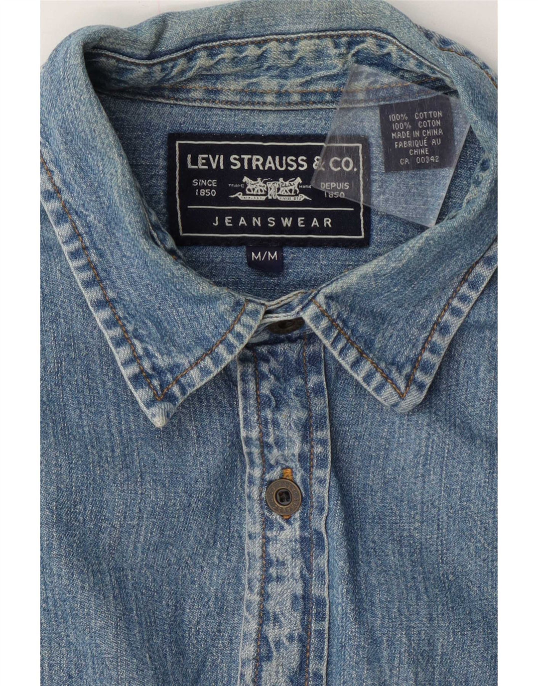 Męska koszula dżinsowa Levi's z krótkim rękawem, średnioniebieska, bawełniana