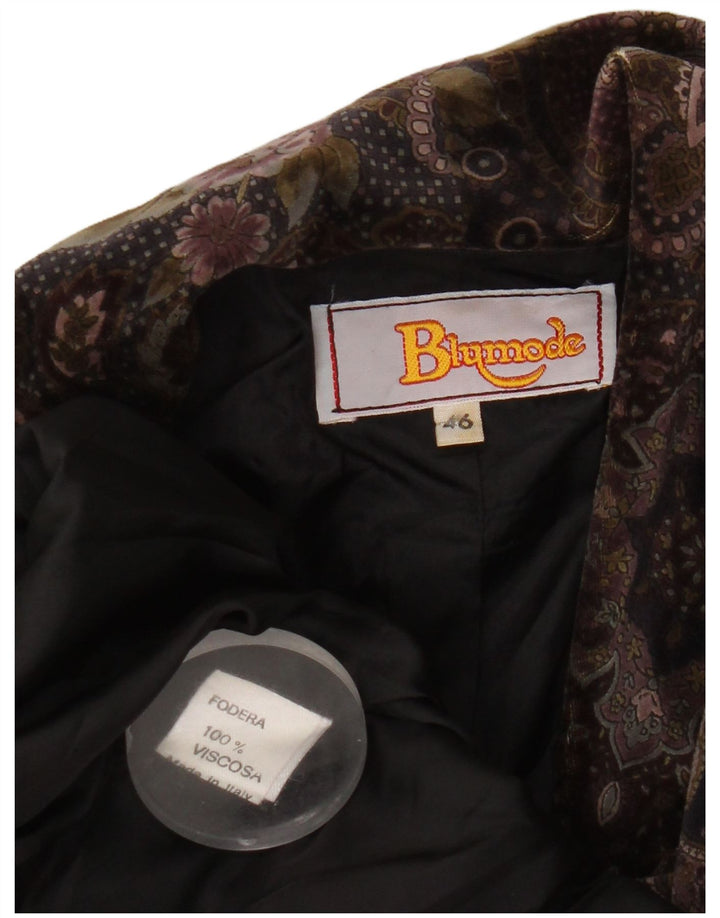 Damska marynarka zapinana na 2 guziki Blumode EU 46 XL Brązowa w kwiaty