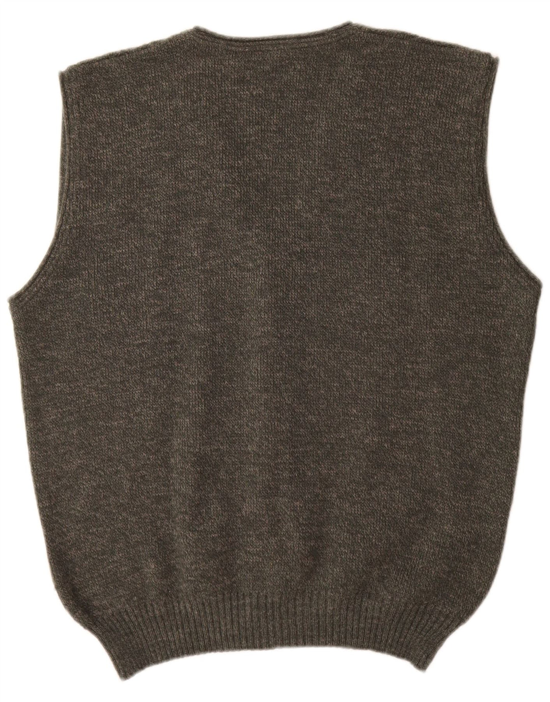 Męski sweter bez rękawów w stylu vintage, średni khaki, geometryczny akryl