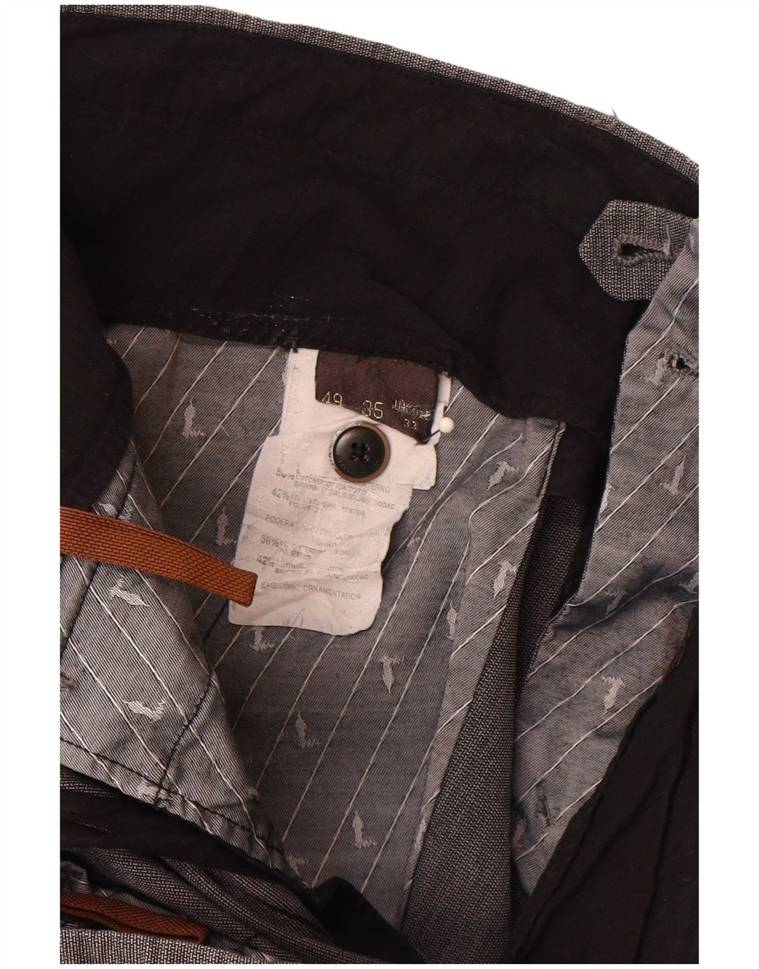 Damskie proste spodnie garniturowe Trussardi W33 L30 Szara bawełna