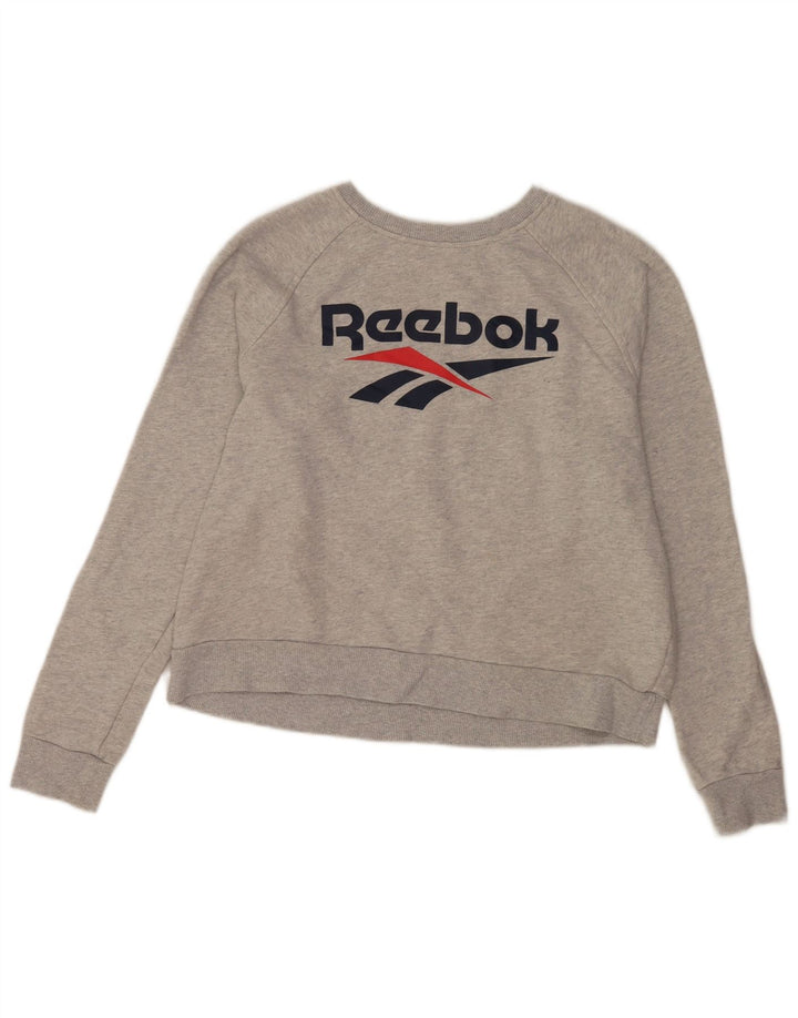 Damska bluza Reebok Graphic Jumper UK 16, duża, szara bawełna