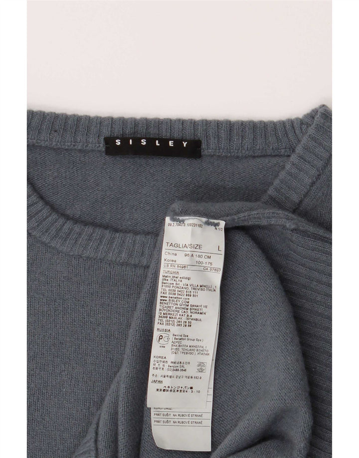 Sweter damski Sisley z okrągłym dekoltem UK 16, duży, szary, wełniany