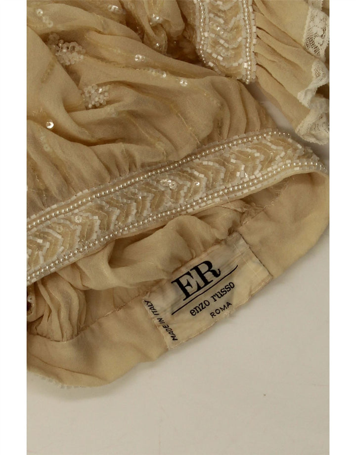 Enzo Russo Damska przezroczysta bluzka typu Crop Top UK 16 Large Beige