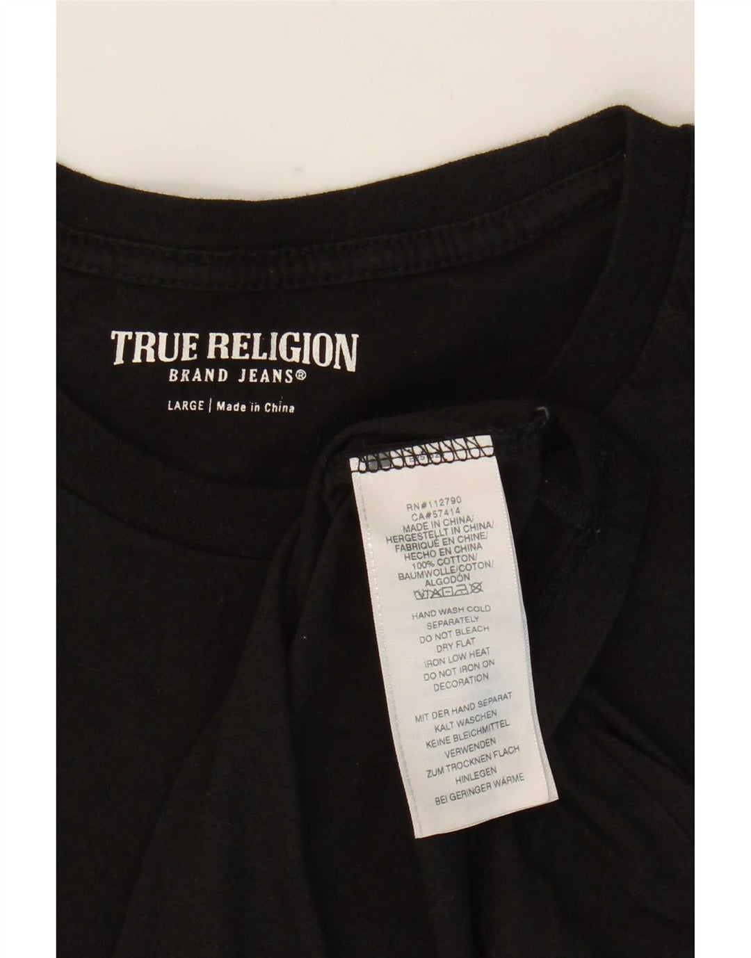 Męski T-shirt z grafiką True Religion, duży, czarny, bawełniany