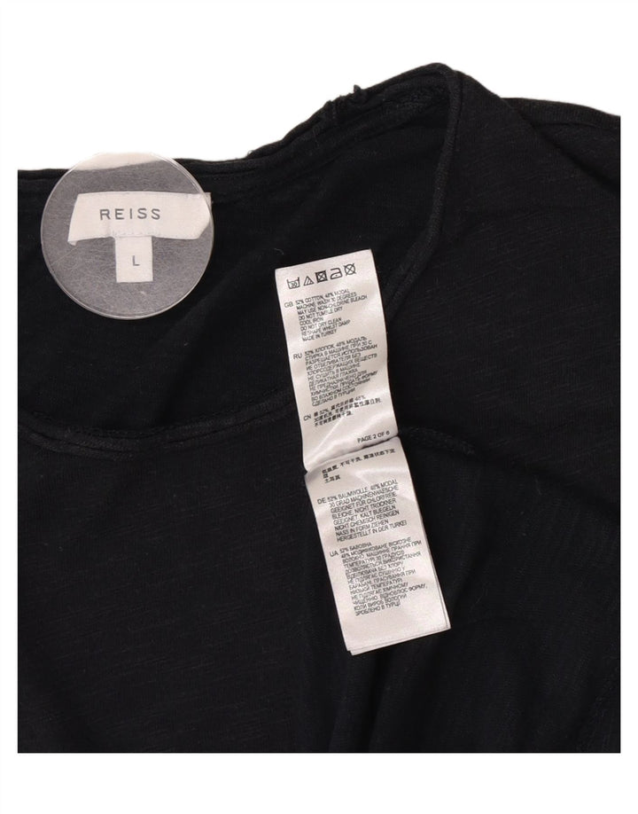 T-shirt męski Reiss, duży, czarny, z bawełny w plamki