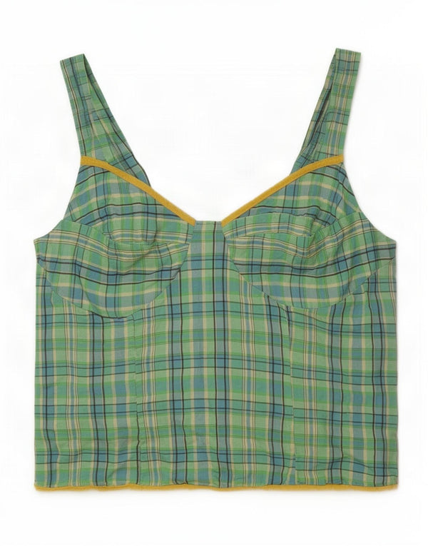 Vintage Womens Cami Top IT 44 Medium Green Check Acetate