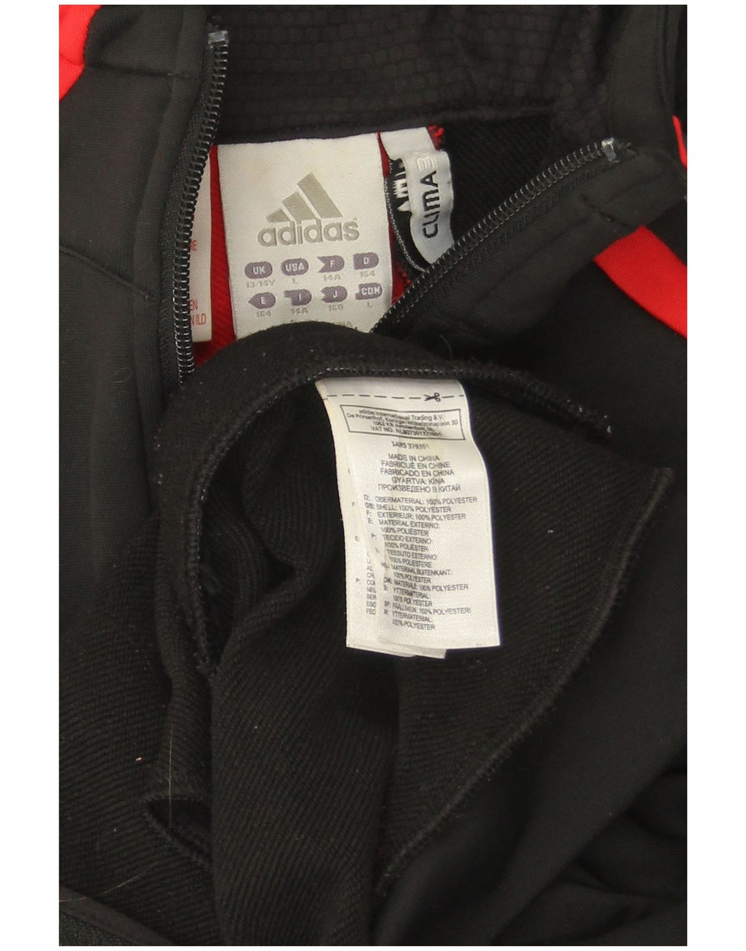 ADIDAS Boys Climalite Zip Hoodie Sweater 13-14 Years Black Polyester