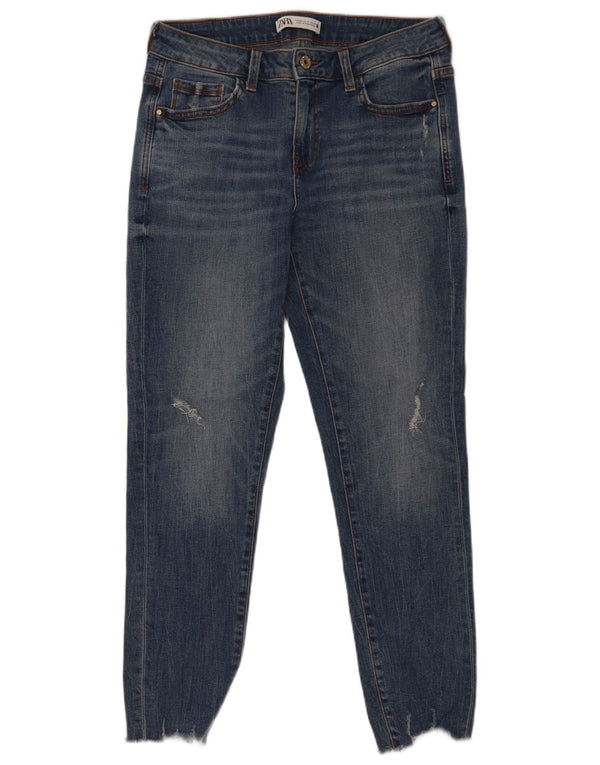 Damskie jeansy rurkowe Zara w trudnej sytuacji EU 40 Medium W30 L27 Niebieska bawełna