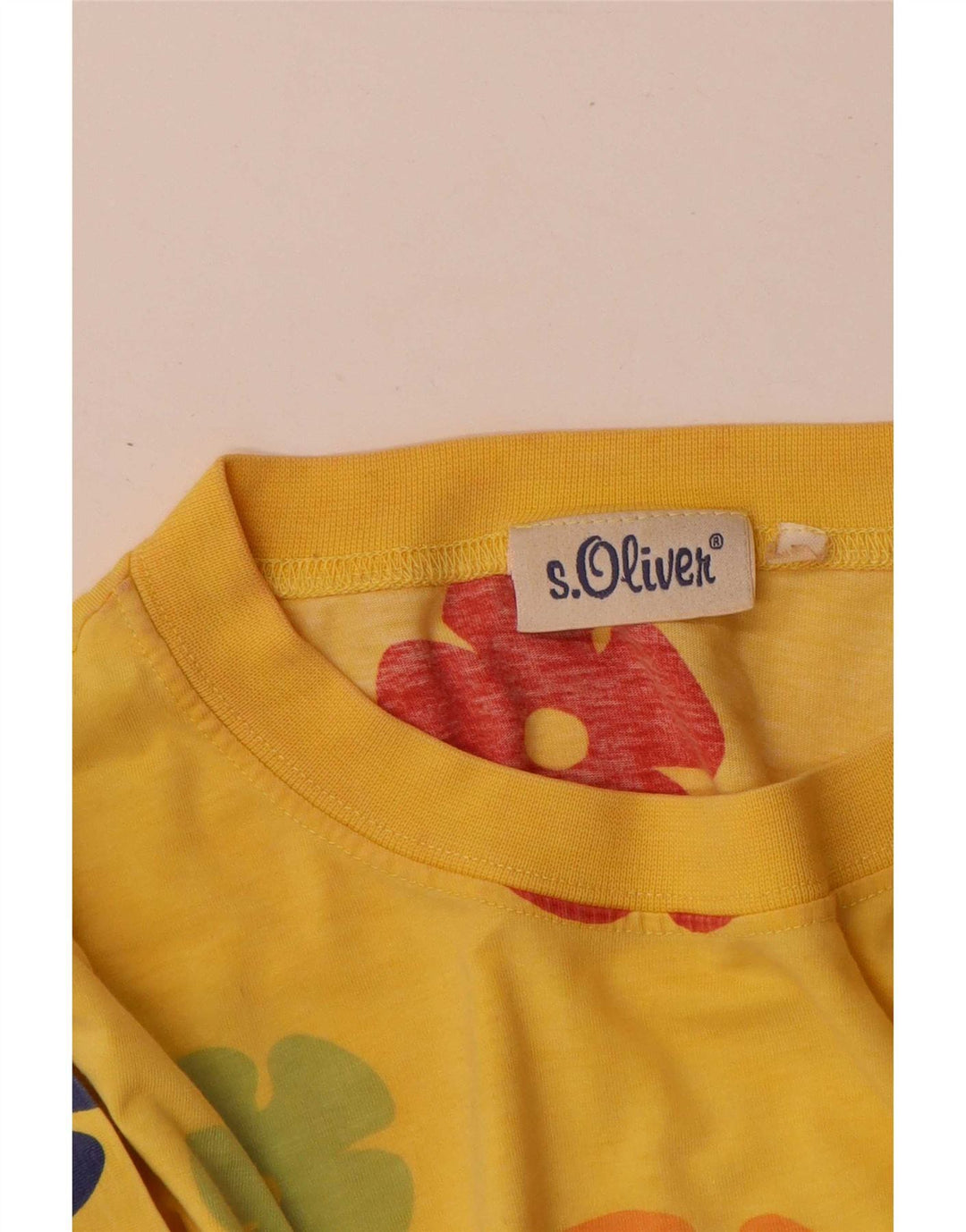 Męski T-shirt S.Oliver z grafiką, duży, żółty, z blokami kolorów