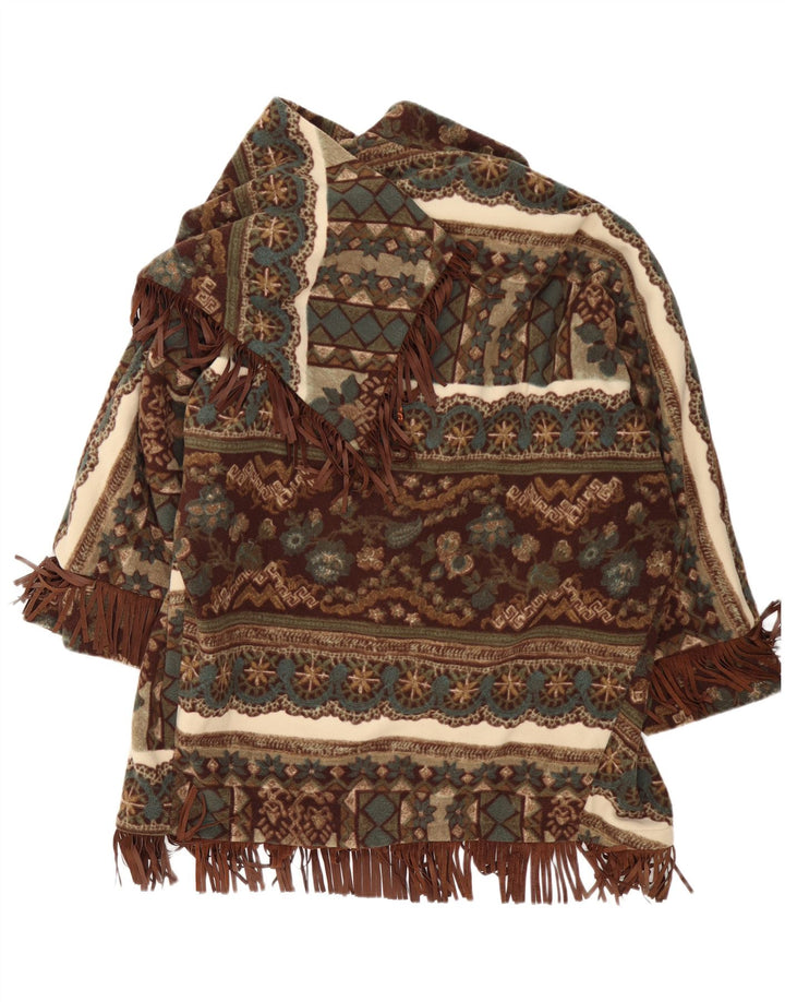 Płaszcz damski Castellani Open Poncho UK 22 3XL Brązowy Geometryczny