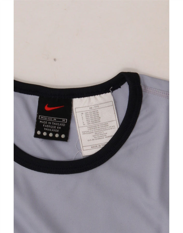 Damski krótki top NIKE z długim rękawem, US 8/10, średni niebieski poliester