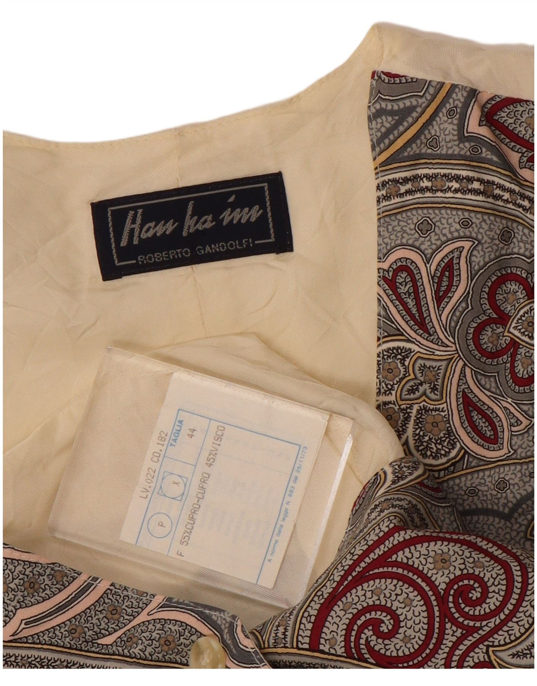 Kamizelka damska Vintage IT 44 Średnia szara bawełna Paisley