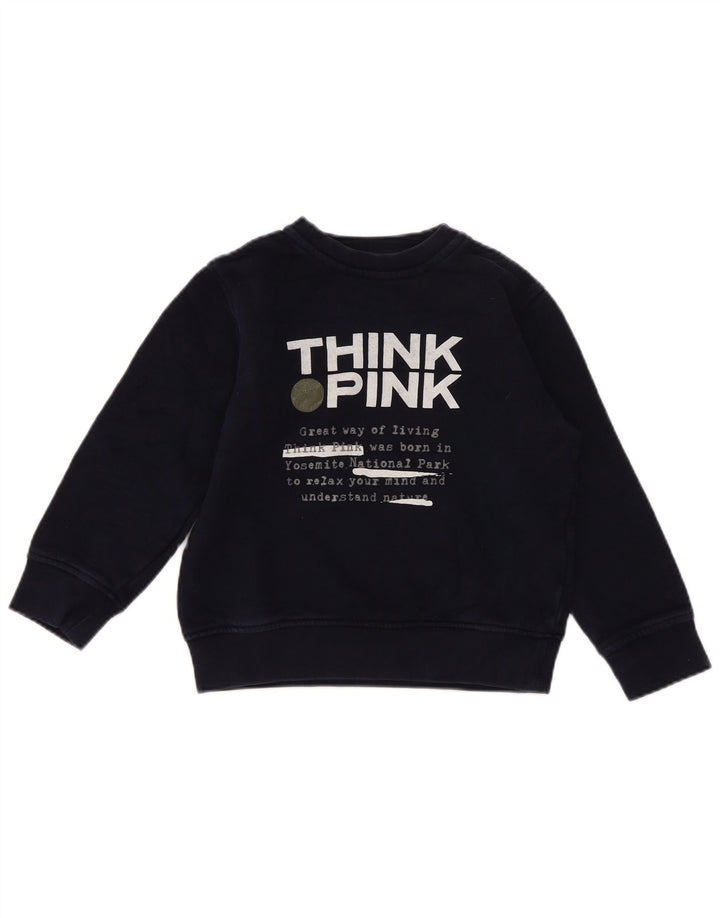 Think Pink Chłopięca bluza z grafiką o regularnym kroju, 4-5 lat, granatowa