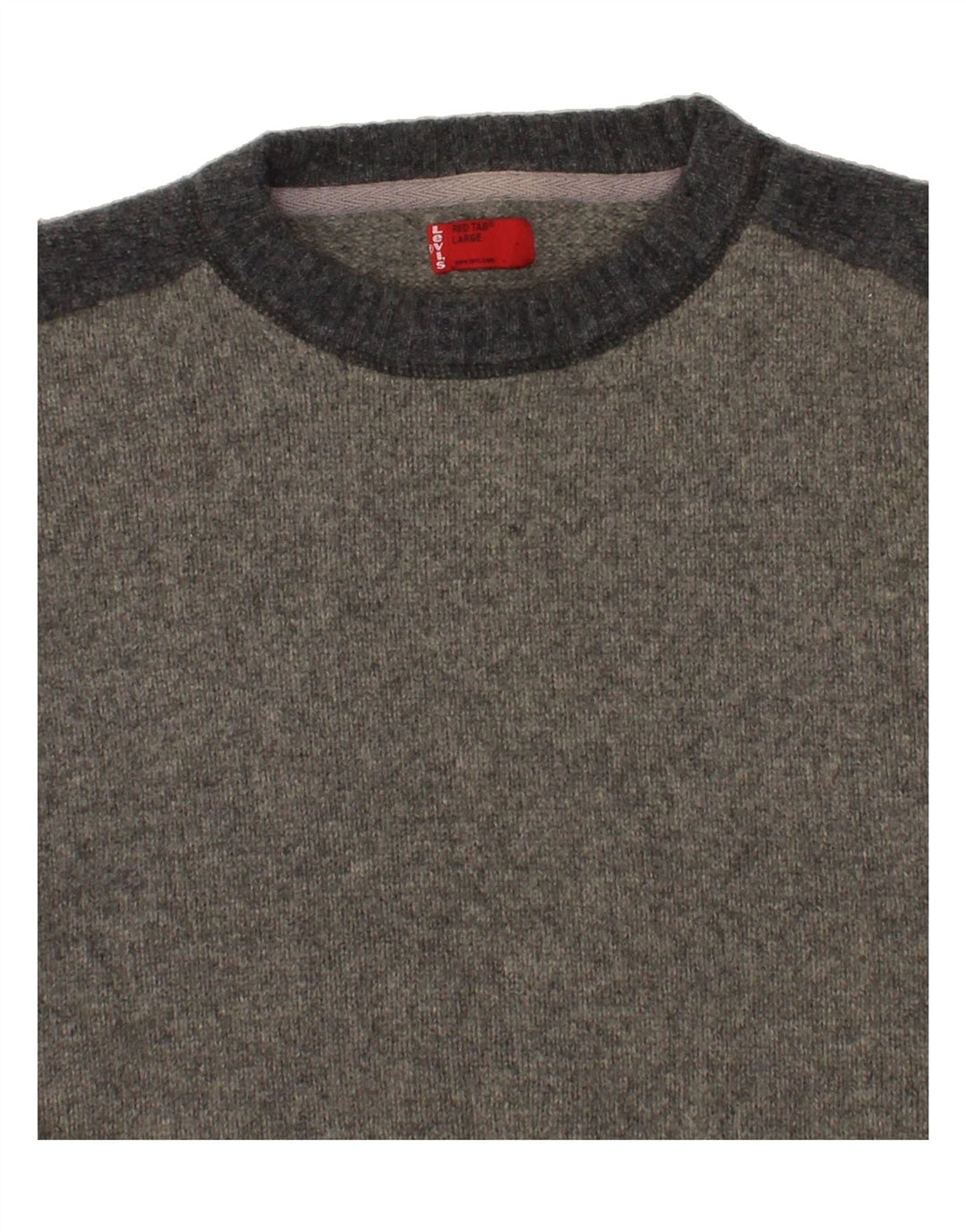 Męski sweter z okrągłym dekoltem LEVI'S, duży, szary, z owczej wełny w blokach kolorów