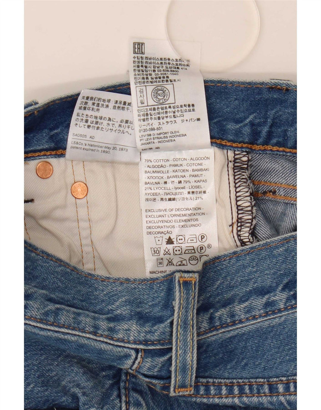 Damskie jeansy Levi's 501 Straight W26 L30 Niebieskie bawełniane
