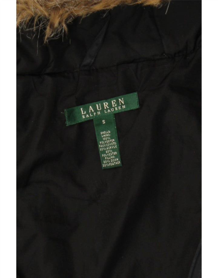 Damska wyściełana kurtka z kapturem Ralph Lauren UK 10, mała, czarna, poliester
