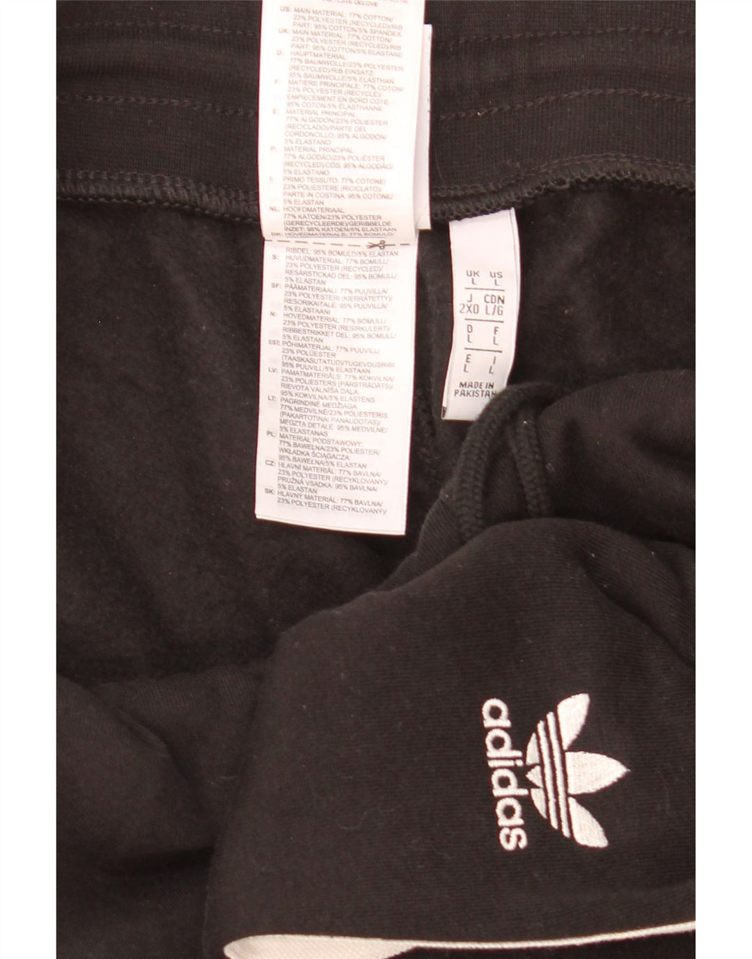Damskie spodnie dresowe Adidas, duże, czarne, bawełniane