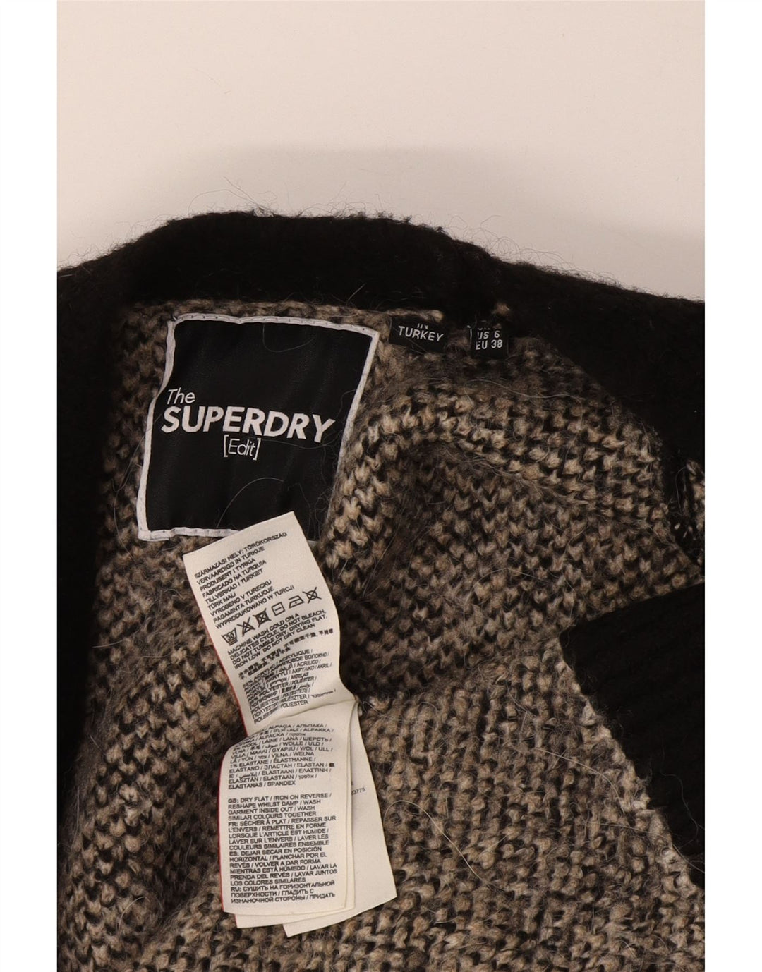 Damski sweter oversize Superdry o długim kroju, UK 10, mały, czarny
