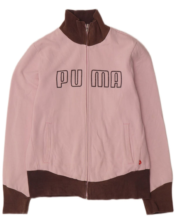 Puma Womens Graphic Tracksuit Top Jacket UK 14 Large Pink Colourblock