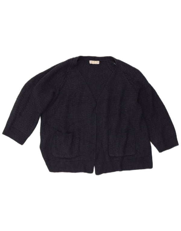 Damski sweter rozpinany Fat Face Crop 3/4 z rękawami UK 16, duży, granatowy
