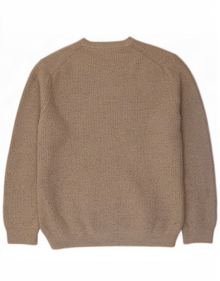 Marks & Spencer Męski sweter z okrągłym dekoltem, duży, szary, nakrapiany poliamid