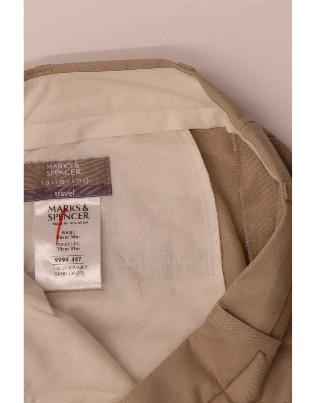 Męskie proste spodnie Chino Marks & Spencer W34 L31 Beżowy poliester