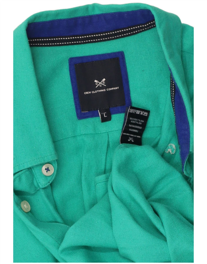 CREW CLOTHING Mens Shirt Large Green Linen