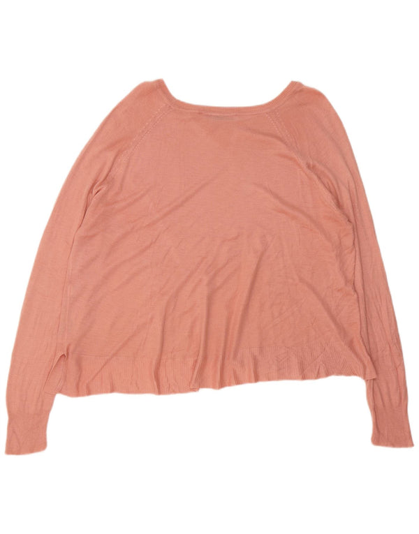 Zara Womens Crop Oversized Boat Neck Jumper Sweater UK 10 Small Pink