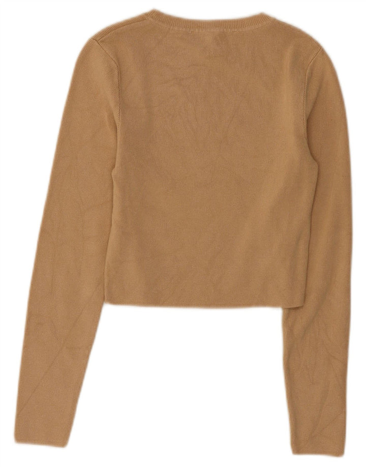 Damski sweter Zara z dekoltem w łódkę, UK 12, średni beż, wiskoza