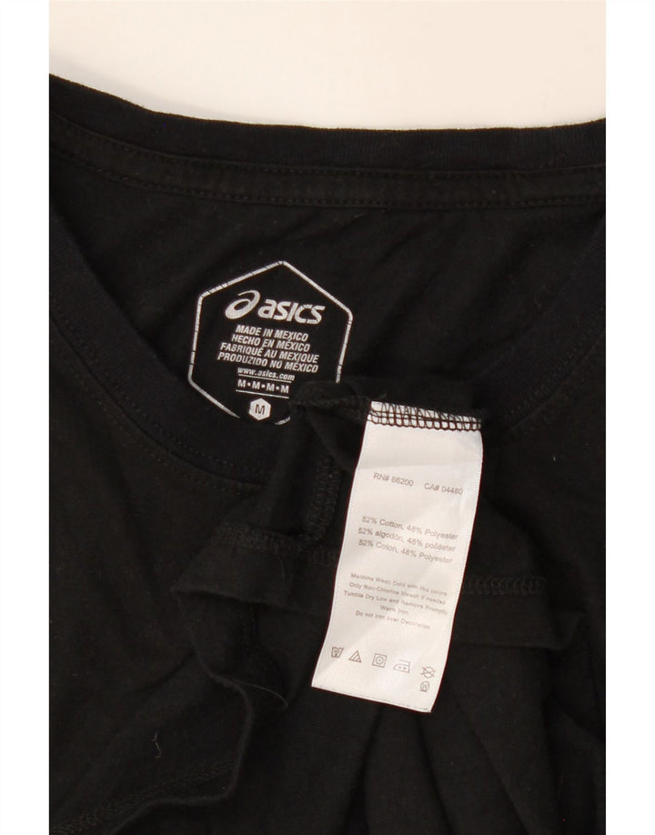 ASICS Womens Graphic T-Shirt Top UK 12 Medium Black Cotton Vintage Asics and Second-Hand Asics from Messina Hembry 