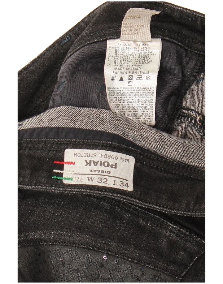 Diesel Męskie Poiak Straight Jeans W32 L34 Czarna bawełna