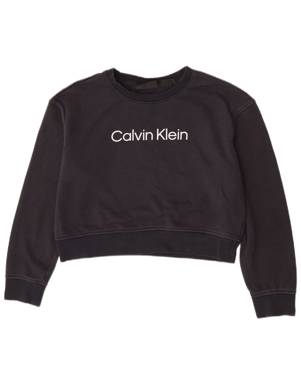 Damska bluza Calvin Klein Graphic Crop Jumper UK 14 Średni granat