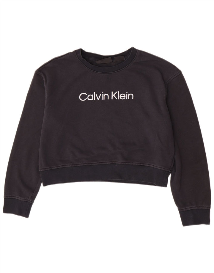 Damska bluza Calvin Klein Graphic Crop Jumper UK 14 Średni granat
