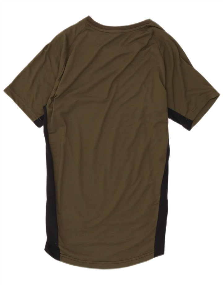 Męski T-shirt Puma Top, mały, khaki, poliester z blokami kolorów