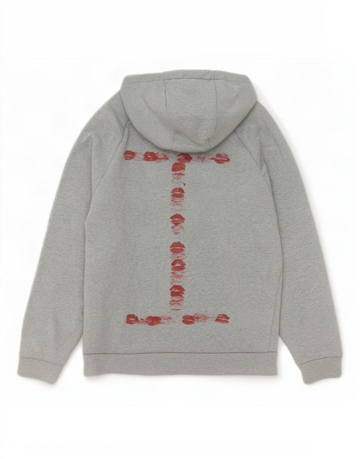 Męski sweter z kapturem Nike z grafiką, mały, szary, z bawełny w cętki