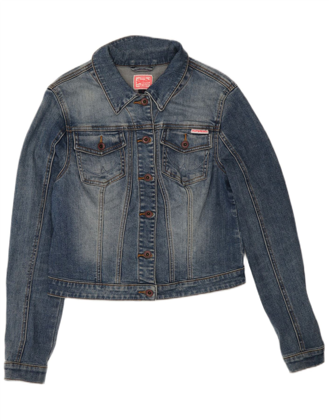 Damska kurtka dżinsowa Superdry Crop UK 14, duża, niebieska, bawełniana