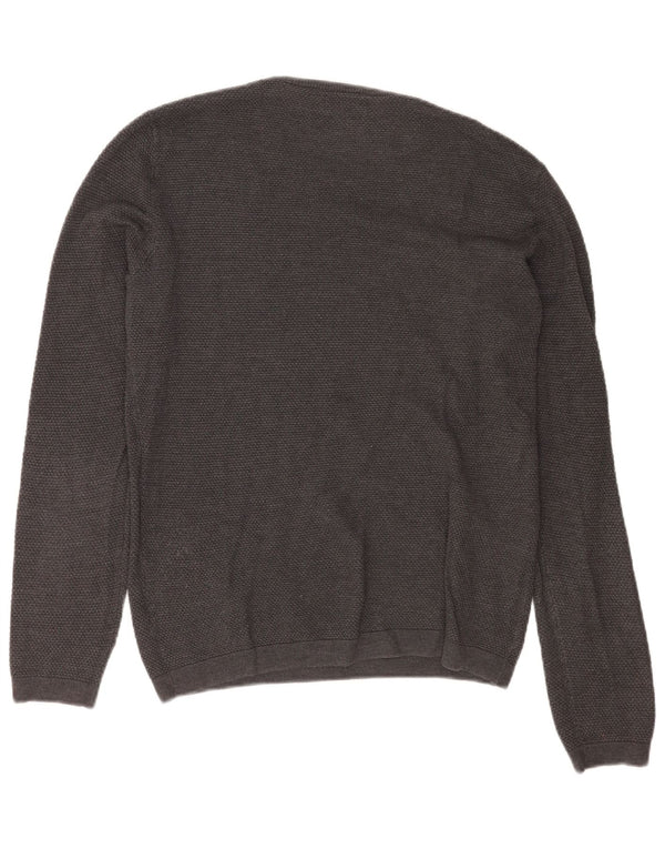 Męski sweter z okrągłym dekoltem Zara, duży, szary