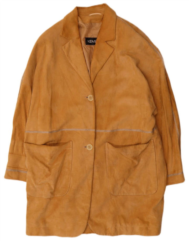 Damski płaszcz zamszowy oversize KEMPER EU 40, skóra w kolorze średniego brązu