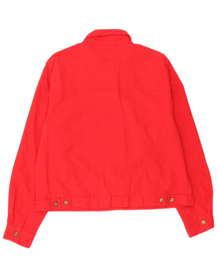 Damska kurtka bomberka Cristopher & Banks UK 16, duża, czerwona, lniana