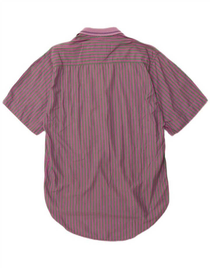 VINTAGE Mens Short Sleeve Shirt Small Purple Striped