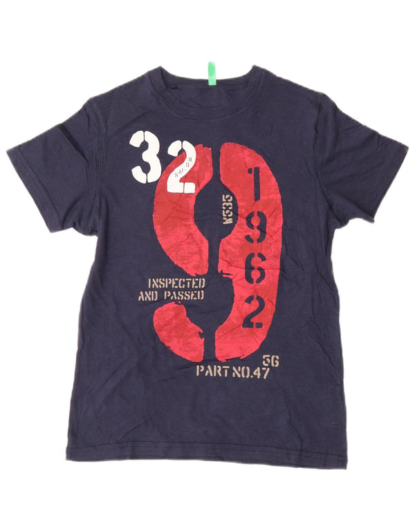 Chłopięca koszulka z grafiką Benetton, 11-12 lat, 2XL, granatowa, bawełniana
