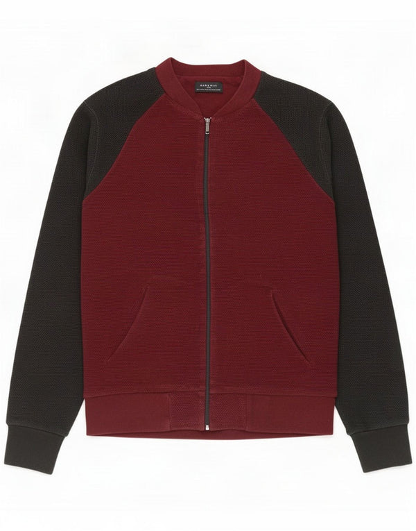 Zara Męska bluza dresowa, średnia burgundowa, z blokami kolorów, bawełniana