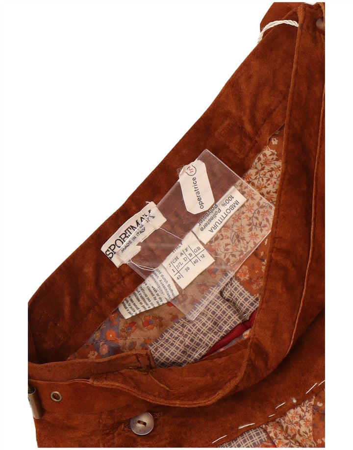 Damska rozkloszowana spódnica Sportmax UK 12 Medium W24 Brązowy patchworkowy poliester