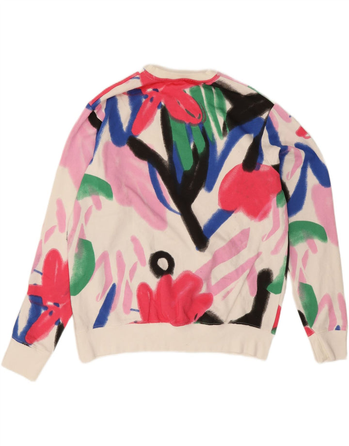 Damska bluza oversize Zara z grafiką UK 14, średnia, biała, w kwiaty