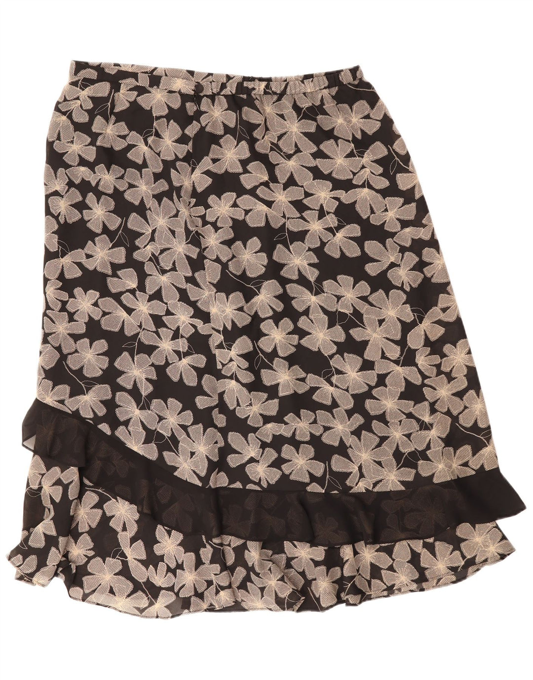 Prosta spódnica damska w stylu vintage UK 22 3XL W40 Czarny kwiatowy poliester