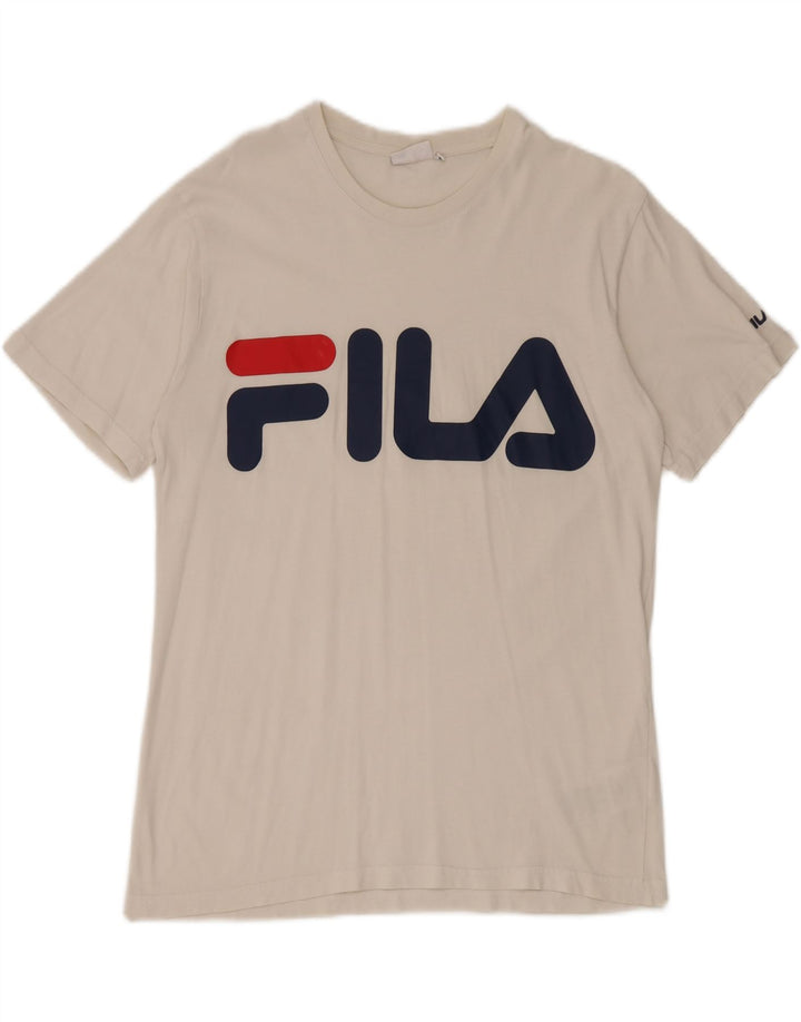 Męska koszulka z grafiką Fila Top, średnia biała bawełna