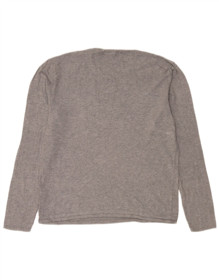 Męski sweter z okrągłym dekoltem Zara XL, szara wiskoza